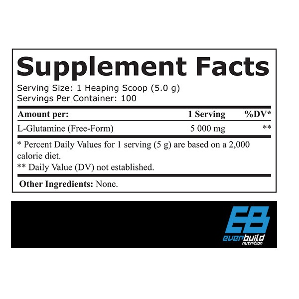 گلوتامین 5000 اوربیلد نوتریشن Everbuild Nutrition Glutamine 5000 500g