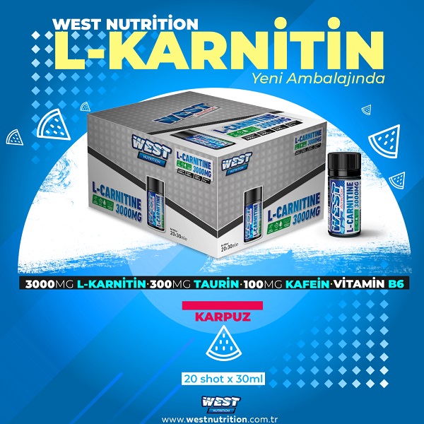 20 شات ال-کارنیتین 3000 میلی گرم وست نوتریشن West Nutrition L-Carnitine Shot